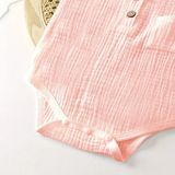 Pink Baby Girls Sleeveless Round Neck Cotton Onesie For Summer
