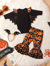 My First Halloween Delight: Baby Girl Costume Set with Ruffle Romper, Pumpkin Pants, and Headband