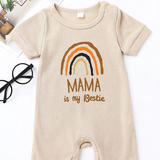 Baby Crew Neck Short Sleeve Romper With Rainbow Print Baby Clothes