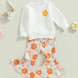Stay Groovy Baby Sweatshirts and Floral Print Flare Pants Set