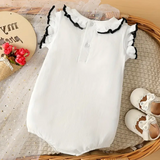 Baby Girls Embroidered Heart Sleeveless Onesie Soft Breathable Summer Clothes