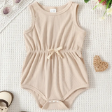 Baby Girls Casual Plain Color Sleeveless Onesie Clothes