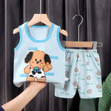 Summer Cartoon Baby Boy Sleeveless Vest Set 0 18 month