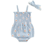 Sleeveless Summer Baby Girl Romper With Tights