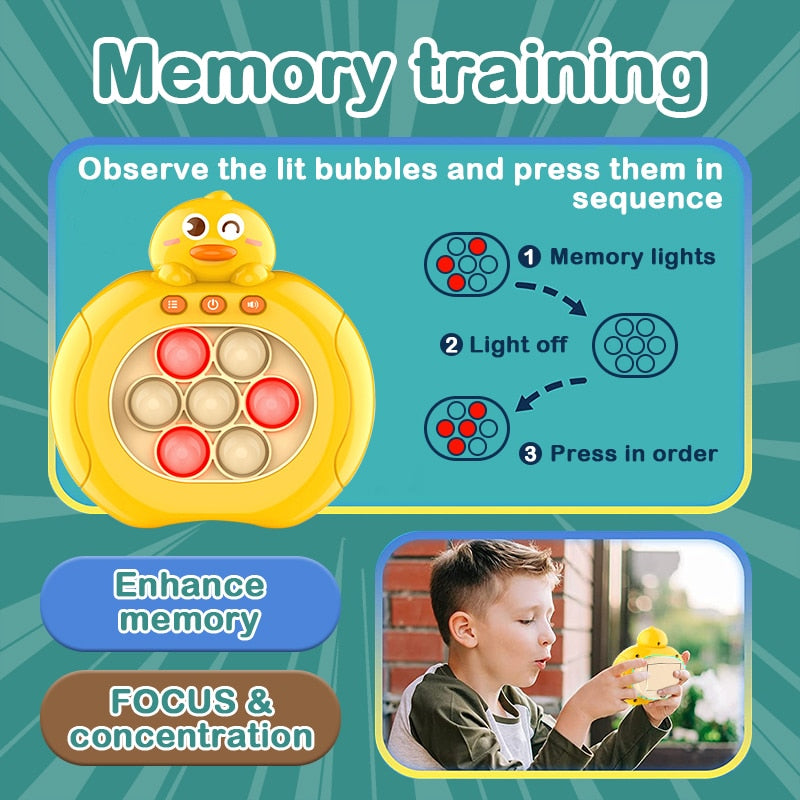 Fidget Pop Light Up Game Quick Push Bubbles For Memory Training