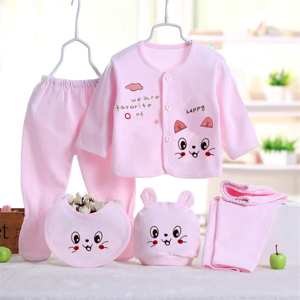 Newborn Baby 5pcs Cotton Clothing Set