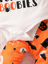 Halloween Cute Ghost Print Outfit-2pcs Toddler Set Boys And Girls