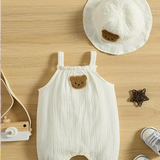 Baby Boys & Girls Cute Bear Onesie & Fisherman Hat Set