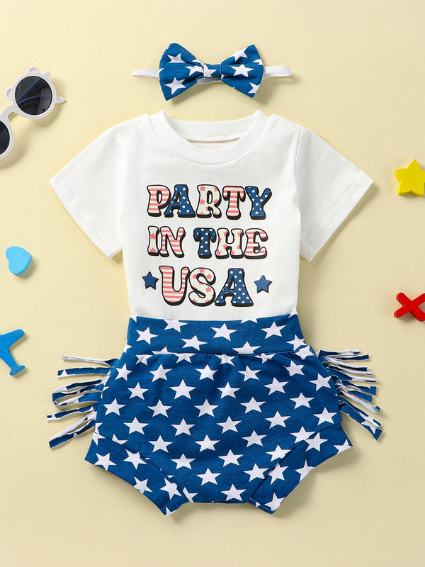 4th of july baby girl outfit set